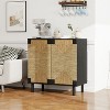 Vynxaria 2-Door Buffet Sideboard - Storage Cabinet with Adjustable Shelves and Natural Seaweed Decor Doors for Living Room, Kitchen, Entryway - 3 of 4