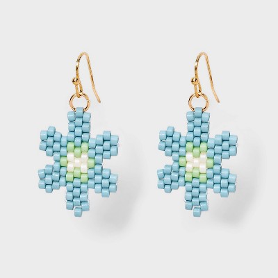 Woven Beaded Flower Drop Earrings - Universal Thread™