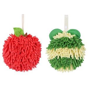 REGALWOVEN 2 Pcs Cute Soft Absorbent Chenille Ball Fuzzy Hand Towel - 1 of 4