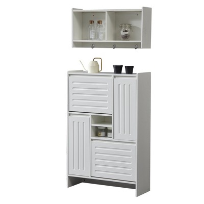 Bella Depot 31"W Multi-Functional  Shoe Cabinet with Wall Cabinetwith 2 Flip Drawers Versatile Side Cabinet for Hallway, Bedroom, Apartment