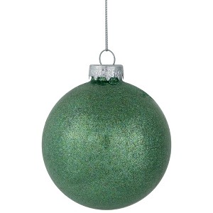 Northlight 3-Finish Glass Christmas Ball and Onion Ornaments - 3" (80mm) - Forest Green - 9ct - 1 of 4
