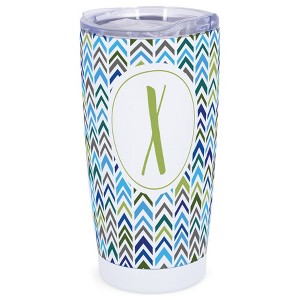 Elanze Designs X Monogram Herringbone Arrows Wrap-Around Design 20 Ounce Stainless Steel On-The-Go Coffee Mug, Thermal Travel Tumbler with Leak - 1 of 4