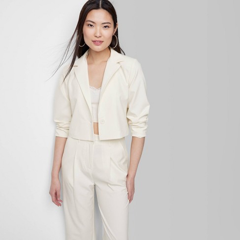 Women's Cropped Blazer - Wild Fable™ Off-white Xs : Target