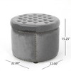 Lyngins Velvet Round Ottoman, Studded Rim Ottoman Bench, Foot Stool & Extra Seating (Sturdy Wooden Frame for Living Room, Bedroom) - 3 of 4