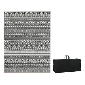 Resenkos Floor Mat Carpet,Indoor Door Mat,Reversible Outdoor Rug Carpet RV Camping Rugs with Carry Bag, 9' x 12', Gray & Cream White Boho 143" Gray - 1 of 4