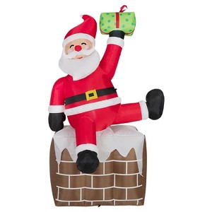 Itopfox 8FT Christmas Inflatable Santa Claus on Chimney with Built-in LED Lights for Indoor Outdoor Yard Lawn Garden Holiday Decoration 1 Piece - 1 of 4