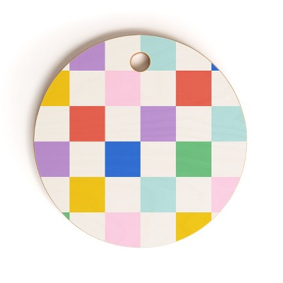 Emanuela Carratoni Checkered Rainbow Cutting Board - Round