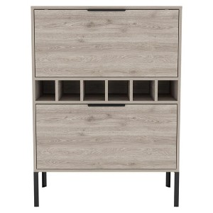 HomeRoots 43" Light Gray and Black Wood Console Bar Cabinet With Two Doors - 1 of 4