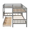 NicBex Twin over Twin Bunk Bed L-Shaped Wood Quadruple Bed Frame with Drawers, Ladder and Full Length Guardrail, No Box Spring Required - 3 of 4