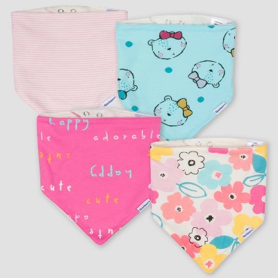 Gerber Baby Girls' 4pk Bear Bandana Bib - Pink/Blue