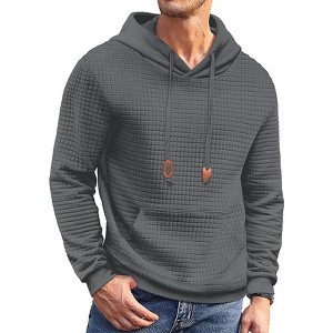 COOFANDY Mens Hoodies Sweatshirts Long Sleeve Fashion Waffle Knit Pullover Hoodie with Pocket - 1 of 4
