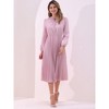 INSPIRE CHIC Women's A-Line Flowy Long Sleeve Tie V Neck Pleated Midi Dress - 4 of 4