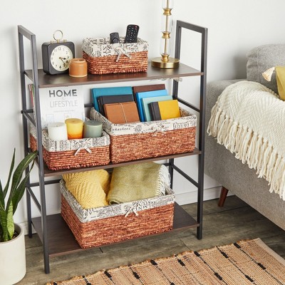 Juvale 5-Pack Rectangle Wicker Storage Baskets for Organizing Shelves, Bathroom and Laundry - 3 Sizes Small Woven Set