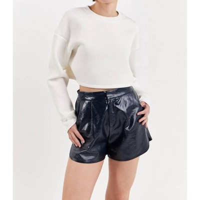 Women's SHINY PU SHORTS - Grey Lab