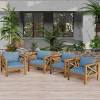 Set of 2 Modern Acacia Wood Club Chairs with Cushions, Accent Arm Chairs for Patio, Balcony, or Sunroom–The Pop Home - 3 of 4