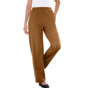 Woman Within Plus Size 7-Day Knit Ribbed Straight Leg Pant - 1 of 4