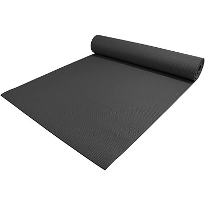 YogaAccessories Deluxe 72 Inch Long and 0.25 Inch Extra Thick High Density Double Sided Non Slip PVC Foam Pilates and Yoga Exercise Mat, Black