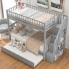 Okak Twin over Twin Solid Wood Bunk Bed with Trundle & Storage Staircase Loft Bed Convertible into 3 Beds for Kids Teens, Easy Assemble, Gray - 3 of 4