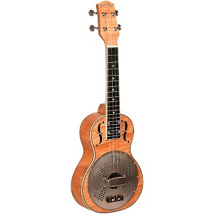 Gold Tone Left-Handed Concert-Scale Curly Maple Resonator Ukulele with Gig Bag Natural - 1 of 4