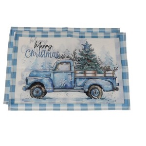 Unique Bargains Christmas Place Mats Flax Light Blue White 11.8"x17.7" 2 Pcs - 1 of 4
