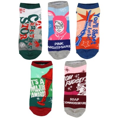 A Christmas Story Ralphie Ankle No Show Socks 5 Pair for Men or Women Multicoloured