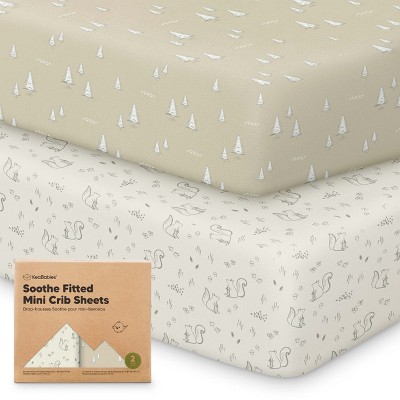 KeaBabies Mini Crib Sheets for Baby Girls, Boys, 2-Pack Soothe Pack and Play Sheets Fitted, Organic Pack N Play Mattress Sheet