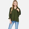Anna-Kaci Women's V-Neck Blouse with 3/4 Lantern Sleeves and Ruffle Cuffs - 4 of 4