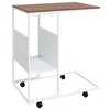 vidaXL Side Table with Wheels White 21.7 in.x14.2 in.x25 in. Engineered Wood - 2 of 4