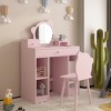 GustoWave Kids Vanity Set with Chair, 2-In-1 Princess Makeup Desk & Dressing Table for Toddler Girls, Pink Vanity,Storage Drawers & Shelves - 2 of 4