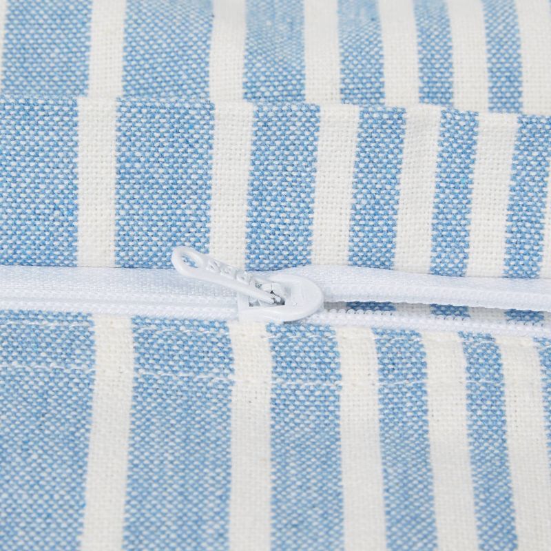 2pc 18&#34;x18&#34; Bright Chambray Striped Recycled Cotton Square Throw Cover Blue - Design Imports, 3 of 7