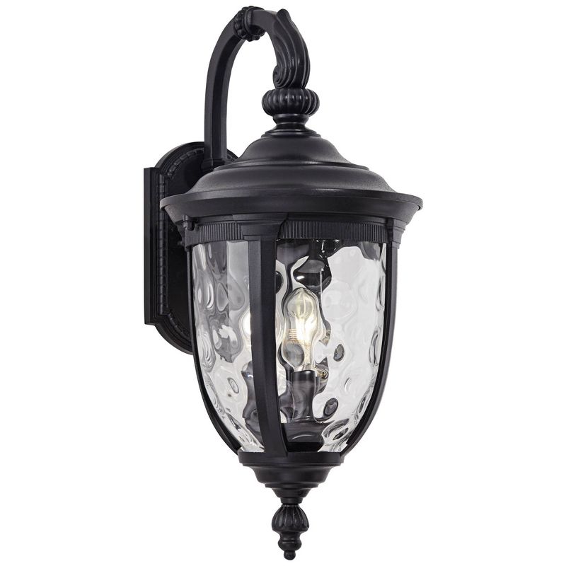 John Timberland Bellagio Vintage Rustic Outdoor Wall Light Fixture Textured Black Downbridge 20 1/2" Clear Hammered Glass for Post Exterior Barn Deck, 5 of 8