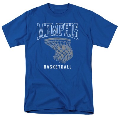 University Of Memphis Basketball Hoop Adult T-Shirt Royal Blue