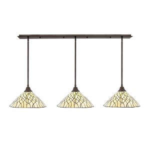 Toltec Lighting Any 3 - Light Chandelier in  Bronze with 16" Sandhill Art Glass Shade - 1 of 1