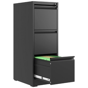 Munora - 3-Drawer Vertical File Cabinet with Lock - Heavy Duty for Letters/Legal/A4 Files - Black - 1 of 4