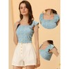 INSPIRE CHIC Women's Square Neck Cap Sleeve Rib Knit Ditsy Floral Crop Tops - 2 of 4