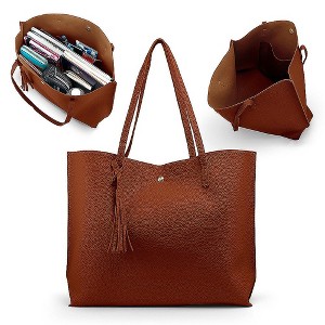 Gearonic Women Large Tote Bag Tassels Faux Leather Shoulder Handbags - 1 of 4