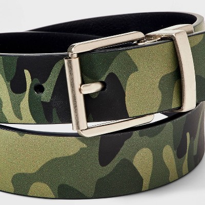 Boys' Camouflage Reversible Belt - Cat & Jack' Dark Olive Green - image 4