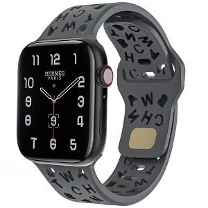 HTUTWOO Compatible with Apple Watch Band, Letter Silicone Sport Strap 38/40/41/42/44/45/46/49mm for iWatch Series 11 10 9 8 7 6 5 4 3 2 1 SE Ultra - 1 of 4