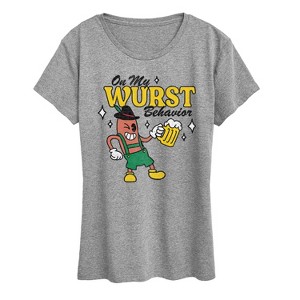 Women's - Instant Message - Wurst Behavior Fall Festival Short Sleeve Graphic T-Shirt - 1 of 4