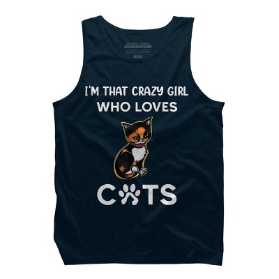 Men's Design By Humans I'm That Crazy Girl Who Loves Cats Cartoon By MeowShop Tank Top