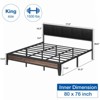 Lusimo King Metal Platform Bed Frame with Fabric Upholstered Headboard Easy Assembly - 3 of 4