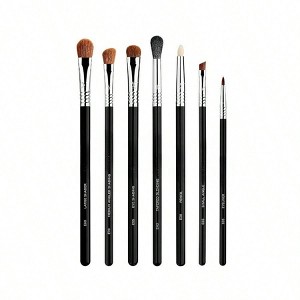 Basic Eye Makeup Brush Set - 7 Black Brushes with Premium Fibers Durable Handles for Eyeliner, Eyeshadow, Eyebrows - 1 of 4