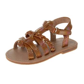 Laura Ashley Girls Hook and Loop Strappy Gladiator Sandals. (Toddler/Little Kids).