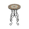 APRILSOUL22.44"Round Ceramic Outdoor Side Table,Colorful+Black - 4 of 4