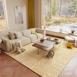 5x7 Washable Abstract Print Multi-Color Area Rug, Thin Distressed Non-Slip Carpet for Living Room Bedroom, Home Decor - 1 of 4