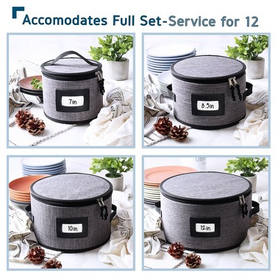 Gray Hard Shell Dinnerware Storage Set with Dividers