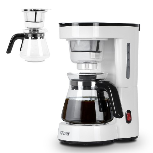 COMMERCIAL CHEF 5 Cup Small Drip Coffeemaker with Pour Over Option White