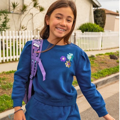 Lands' End Kids Puff Shoulder Crew Neck Sweatshirt