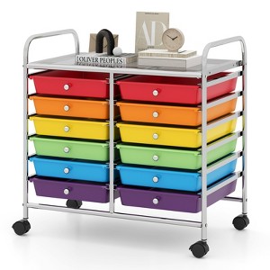 Tangkula 20-Drawers Rolling Storage Cart with Organizer Top - 1 of 4