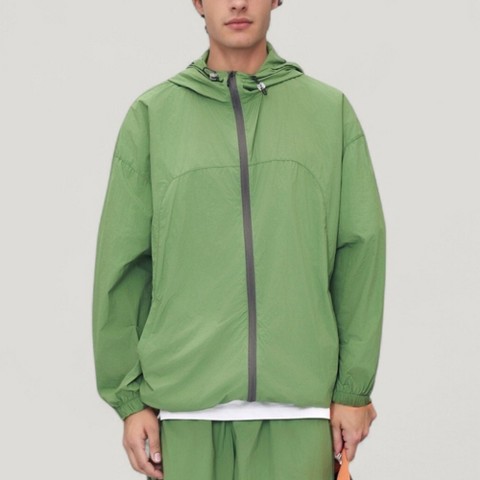 Anna-Kaci Active Men's Lightweight Full Zip Hooded Sun Protection Jacket with Adjustable Drawstring and Relaxed Fit - Medium, Green